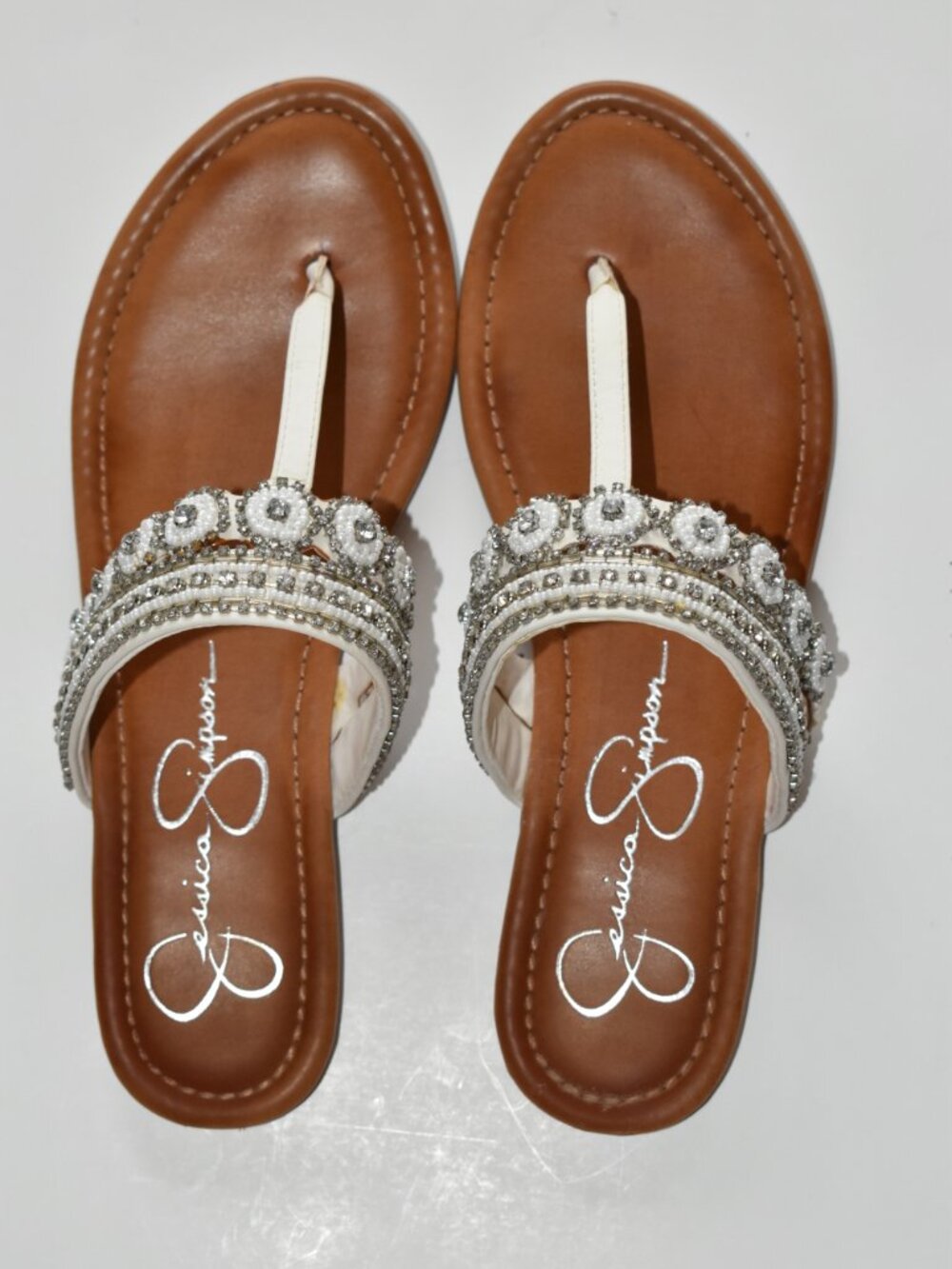 Jessica Simpson 'Roelle' Beaded Flat Thong Sandal, Size 9, NWOT